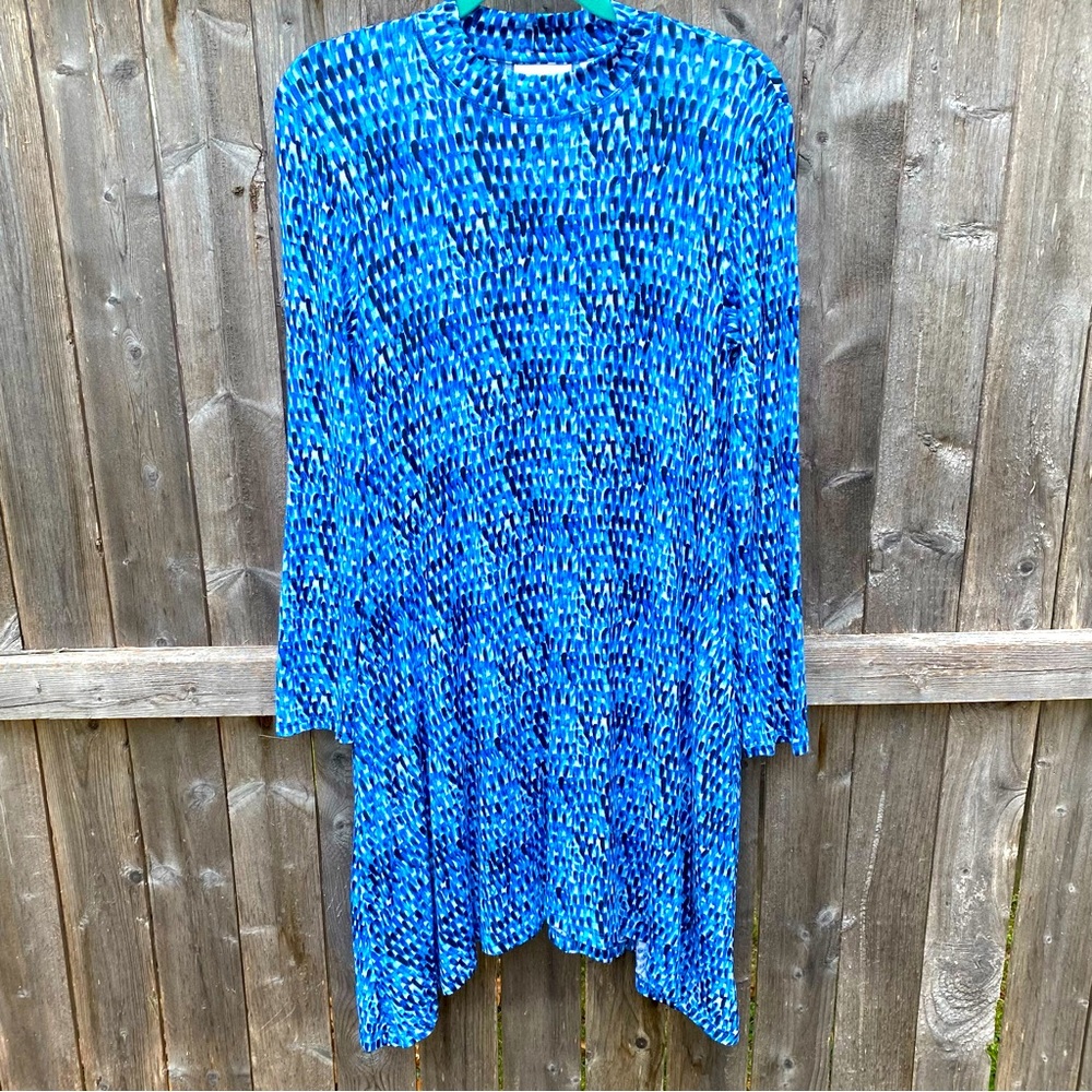 Anthropologie Maeve Myra Mock Neck Shark Bite Hem Pocketed Dress Size Sm…